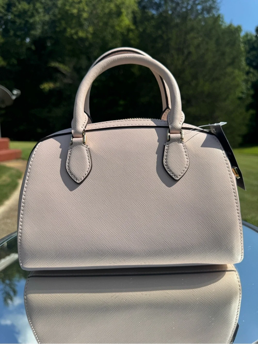 kate spade Madison pale pink satchel & wallet with red and light pink hearts